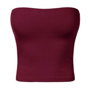 Burgundy strapless crop top